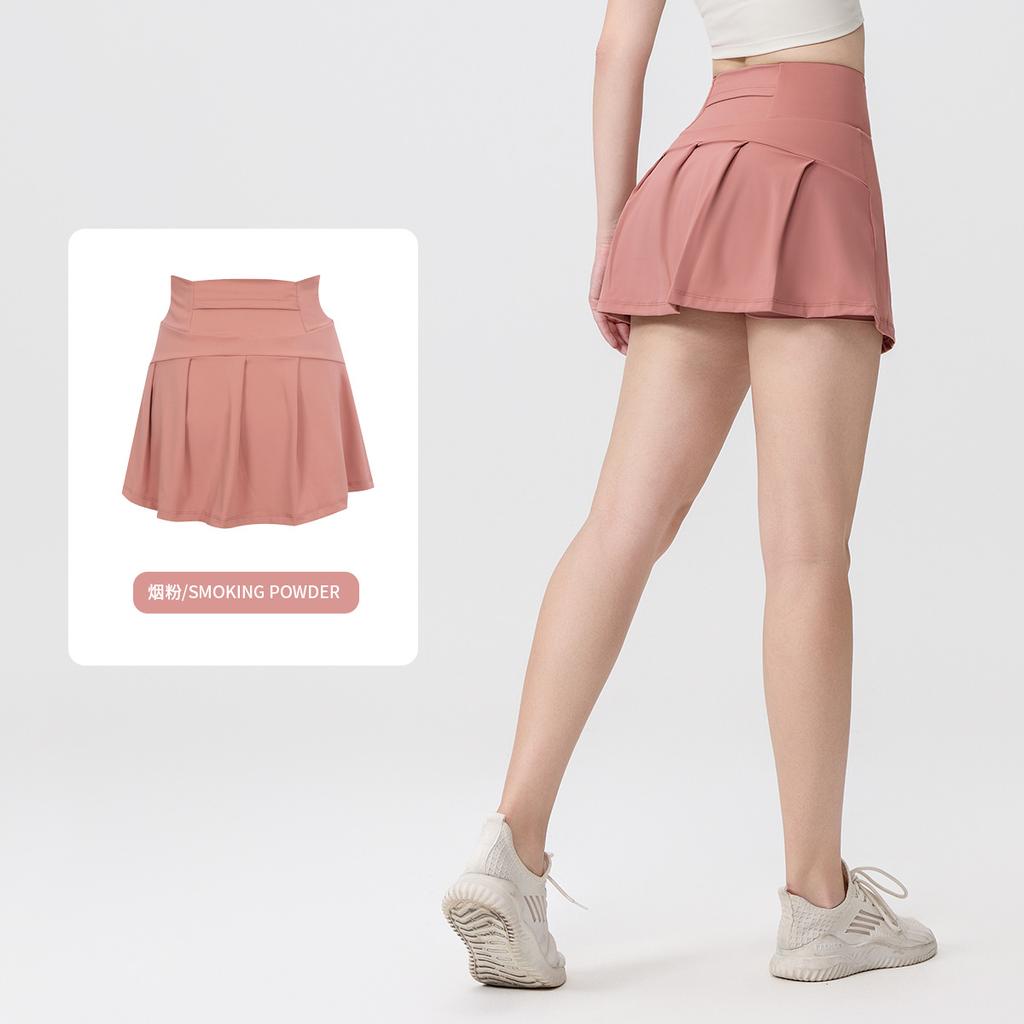 () Sports Tennis Skirt Women'S Anti-Light Fitness Skirt Fake Two-Piece Yoga Quick-Drying Pleated Skirt Shorts