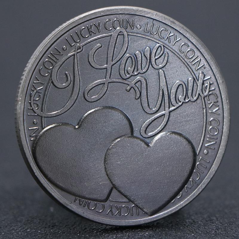 I Love You Confession Coin: Four-Leaf Clover Silver Coin Toy for Treasure Hunt & Gift серебряный