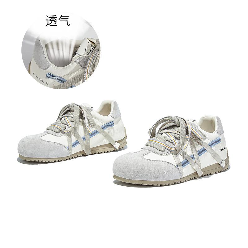 Retro Leather Women's Autumn New Shoes Women's Two-color Shoelaces Crooked Head Sports Shoes Casual Women's Shoes