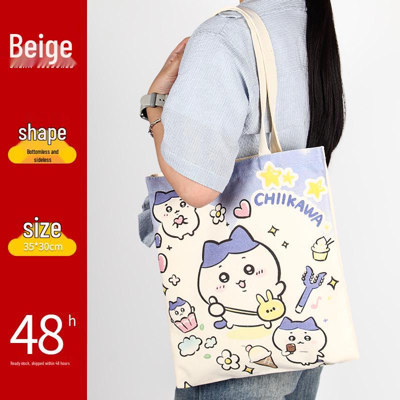 Black Canvas Tote Bag with Logo Print - Eco-friendly for Students