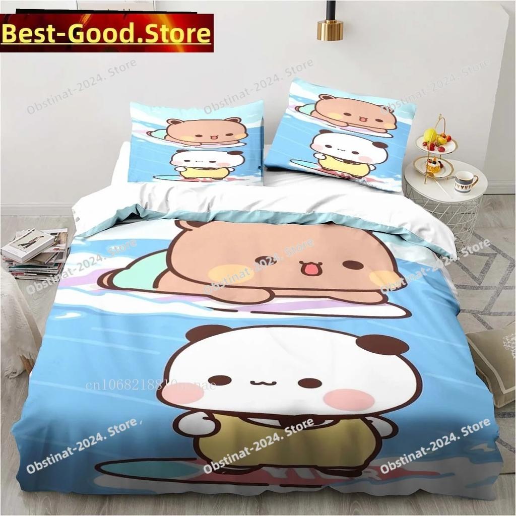 Cute Bubu and Dudu Cartoon Print All Season Twin Bedding Set 3 Piece Comforter Set Bed Duvet Cover Double King Comforter Cover