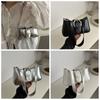 Silver PU Handbag Shoulder Bag Retro Underarm Bag Fashion   Travel