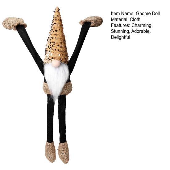 Christmas Gnome Doll Decoration Sequin Hat Dwarf Elf with Long Arm And Leg Plush Faceless Doll Shelf Hanging Ornament for Fireplace Shelf Decor