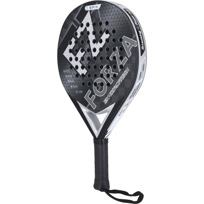 Padel-Schläger - FZ FORZA - Brace Spin - Gewebtes 18K-Graphit - 3D-bedruckte Oberfläche - Weicher EVA-Schaum - Runde Form - Schwarz