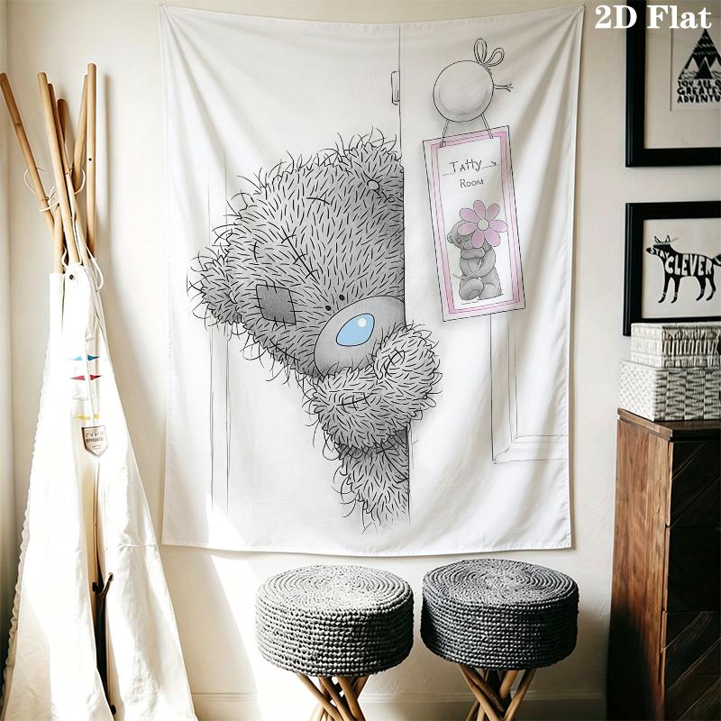 Tatty Teddy Wall Tapestry Aesthetic Wall Hanging Printed Fabric Blanket Decorative Tapestries for Bedroom Living Room Home Decor