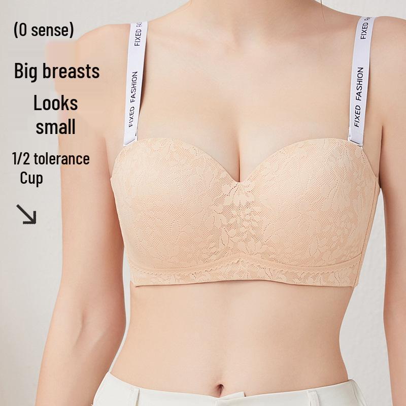 Strapless Non-Slip Push-Up Bandeau Bra with Light, Breathable Thin Cup for Larger Chests