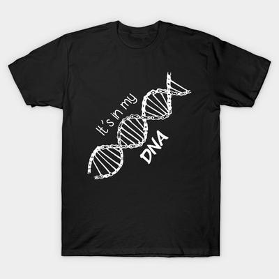 Erkek Siyah Baskılı Tişört Süper Büyük Tişört its-in-my-dna Kesilmemiş Transfer Kağıdı Baskılı Pamuklu Tişört