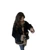 Thickened horn buckle jacket women's new lamb wool imitation fur top women's winter clothing retro loose velvet short