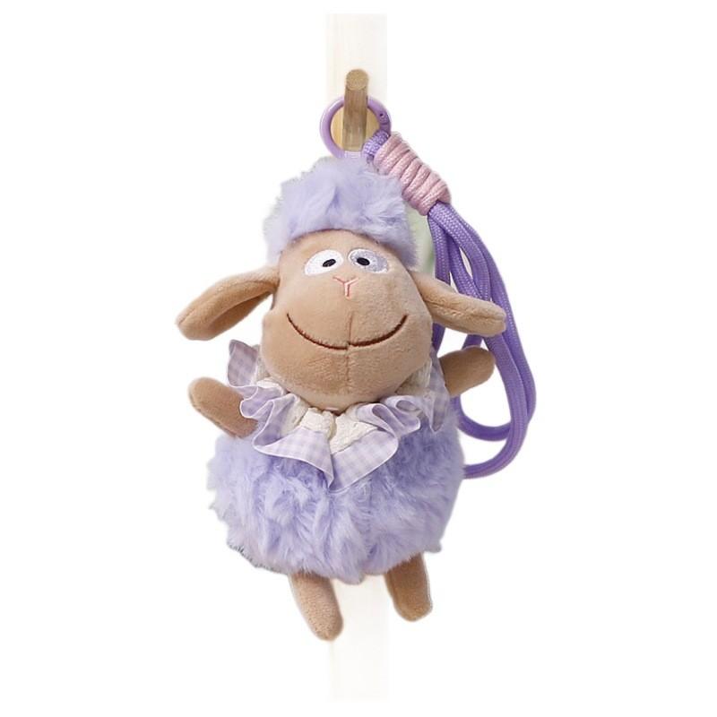 Cute Wool Plush Sheep Hanging Ornament With Smiley Face For Bag Decor