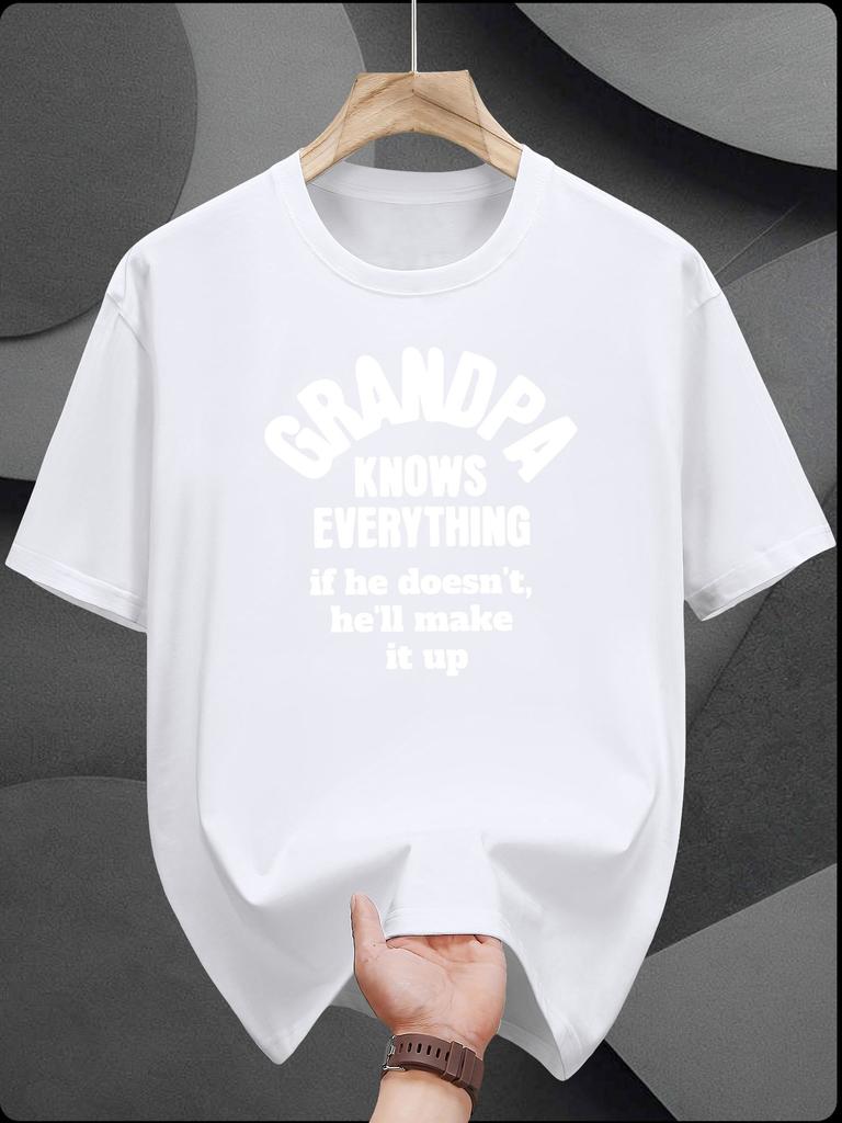 Grandpa-Themed T-shirt - Casual Summer Short Sleeve with Humorous Grandpa Knowledge Quote