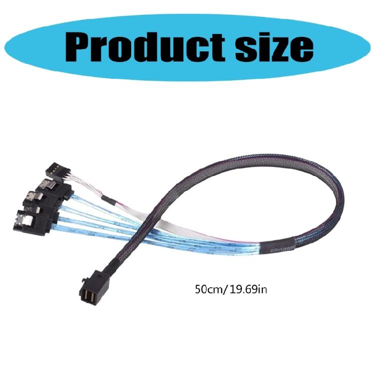 MiniSAS Host SFF-8643 zu 4SATA Backplane-Kabel, 0,5 m mit Sideband für verbesserte Datenintegrität