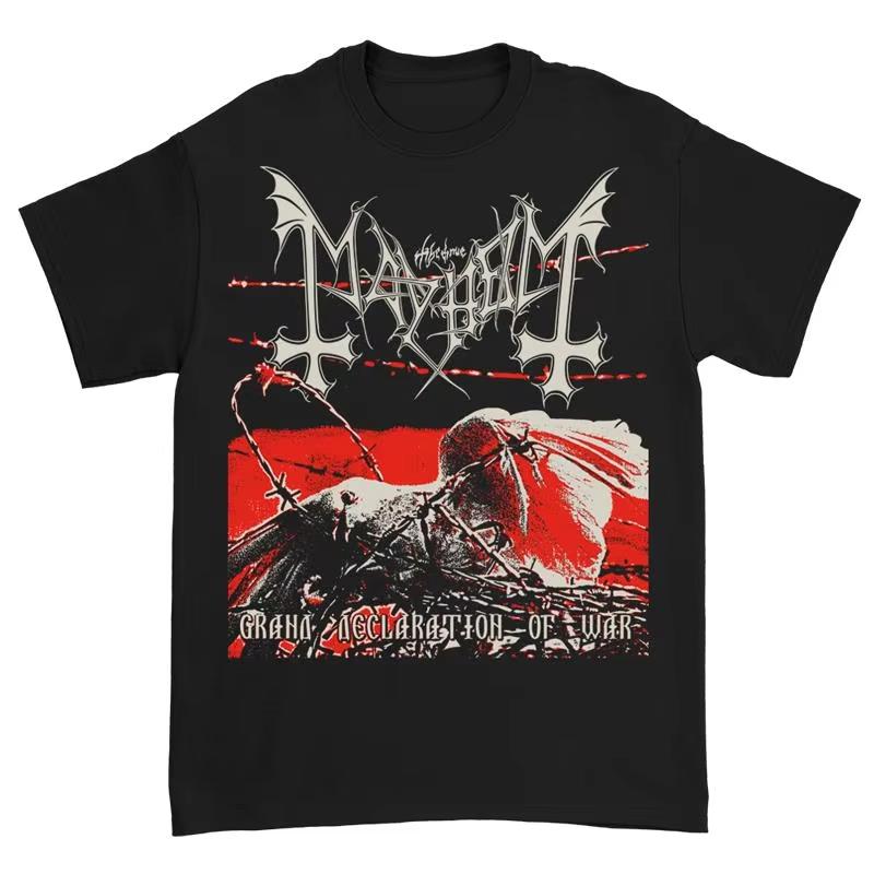 2025 Mayhem Norwegische Band Black Metal Rock Dunkler Wind Rot Amerikanisch Retro Punk Straße Männer Frauen High Street Kurzarm T-Shirt