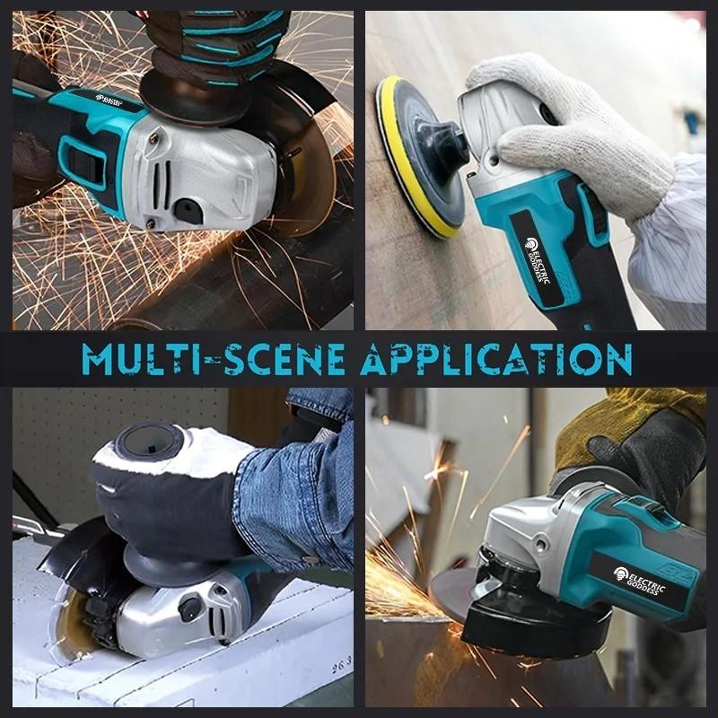 Electric Goddess 125/100mm Brushless Angle Grinder Polishing Machine Cordless Angle Grinder For Makita 18V Battery Pin