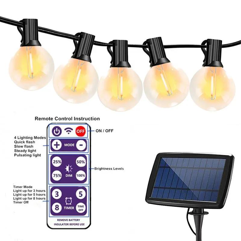 Outdoor G40 Solar String Light 50 Bulbs Wedding Christmas Decoration  2025 Garden Lights Street Garland Camping Fairy Lights