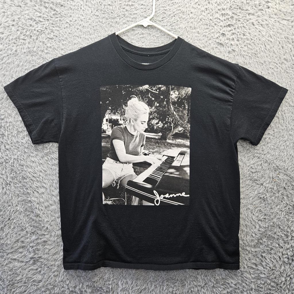 Lady Gaga T Shirt Men XL 100% Cotton Playing Piano Joanne Signature Official Unisex T-Shirt