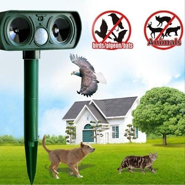 Ultraschall-Solar-Schädlingsvertreiber, Tierschädlings-Mausvertreiber, Sensor, Garten, Vogel-, Katzen- und Hundeabwehr, hält Tiere fern