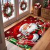 VIKAMA Santa Claus Christmas Doormat Xmas Gift Snowflake Print Non‑Slip Floor Mat for Front Door Entrance Holiday Home Decor