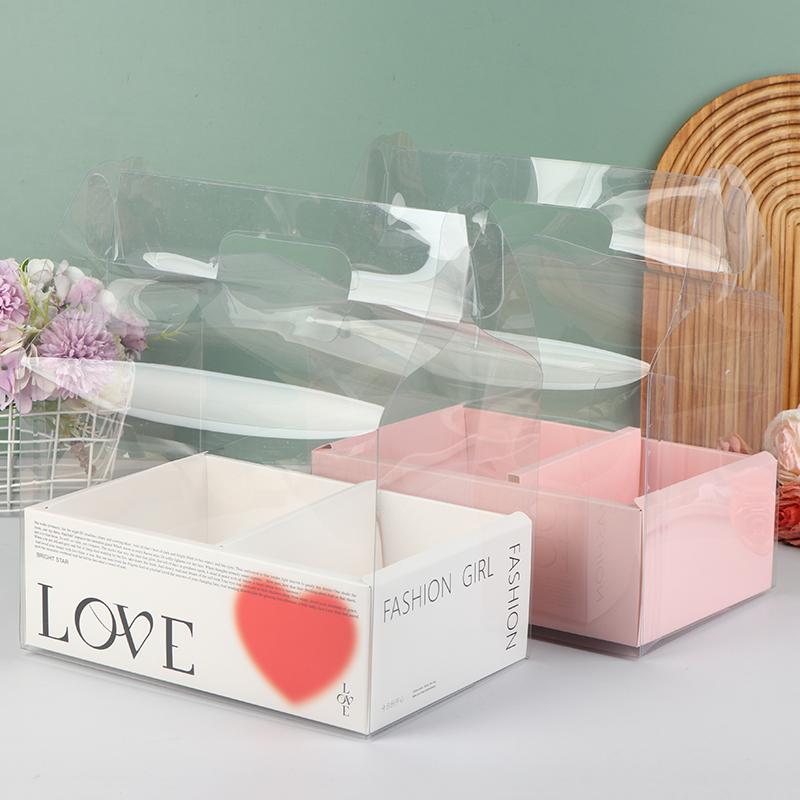 Pet Clear Cake Bag Gift Box With Handle Flower Storage Boxes Party Favor Decorative Engagement Proposal Celebration Ceremony