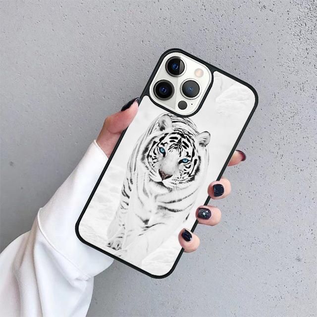 Animal White Tiger Pattern Phone Case Cover For iPhone 17 Air 15 16 14 13 12 Pro Max 11 Pro Max Plus Coque Shell