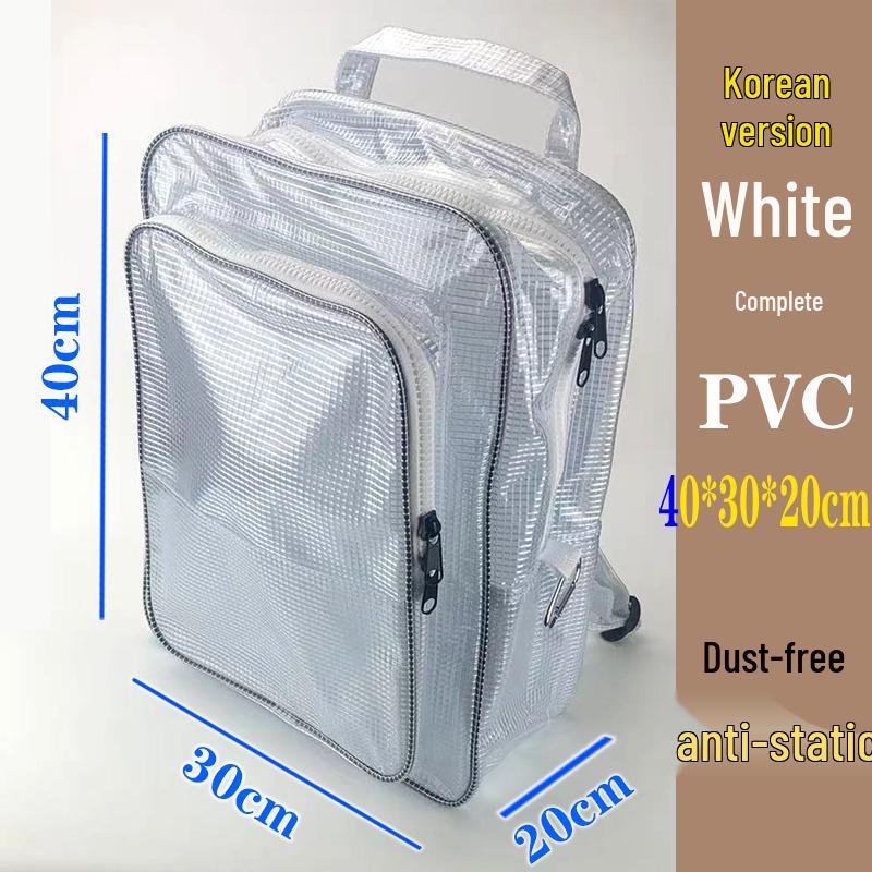 Transparent Anti-Static PVC Tool Bag - Dust-Free Cleanroom Crossbody/Shoulder Bag with Grid Storage