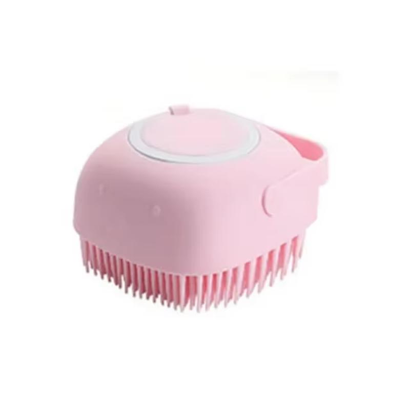 Dog Bathing Brush Pet Massage Brush Shampoo Dispenser Soft Silicone Brush Rubber Bristle for Dogs and Cats Shower Grooming Tool