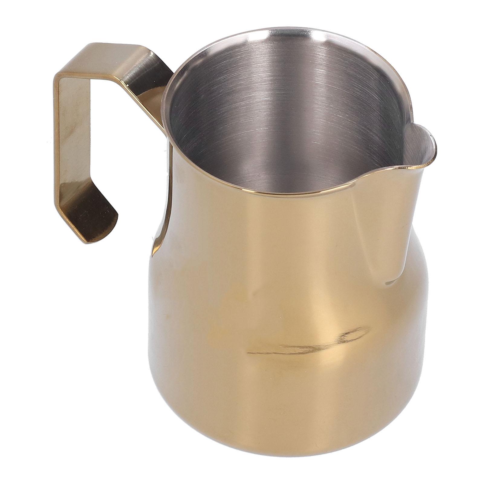

Milk Frothing Cup Stainless Steel Potbellied Fancy Coffee Frothing Jug Pitcher for Home Office(Gold 350ml)