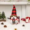 Christmas decorations, Santa Claus doll faceless doll JOY dwarf red and black plaid Christmas ornament