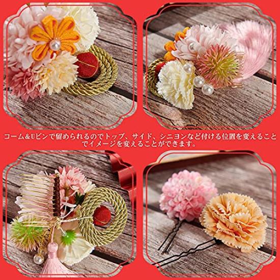 OTAKUMARKET Hair Ornament Set with Flower Perfect for and other Japanese and Includes Hair Clips and Available in 3 Colors Set, 3-Piece Tsumami-Zaiku