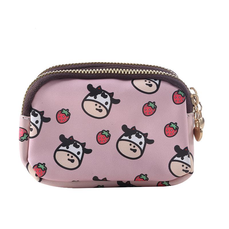 

Женский милый кошелек с принтом коровы из искусственной кожи, визитница для женщин, кошелек для монет для девочек, женский кошелек на молнии с мультяшным принтом