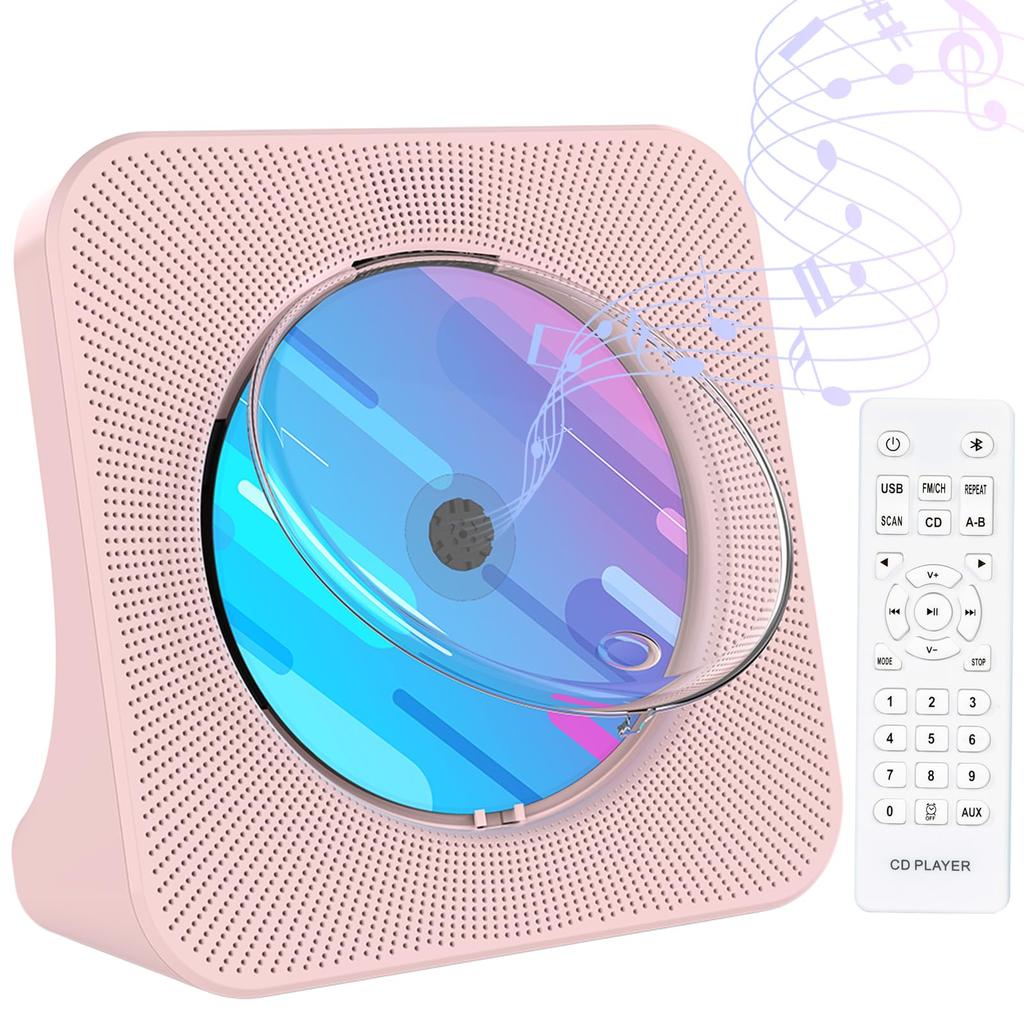 Gueray CD Player with Bluetooth ReceiverTransmitter, Built-in Speaker, USB Playback, AUX Output, FM Radio, A-B Repeat Playback, for Music Listening,