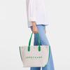 Longchamp Le Roseau Logo Print Cotton And Canvas Tote Bag Women Tote Bags Green 10090HSG129