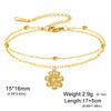 Teamer Bohemian Flower Charm Bracelet Stainless Steel Adjustable Double Layer Beads Chain For Women Fashion Sweet Jewelry Gift