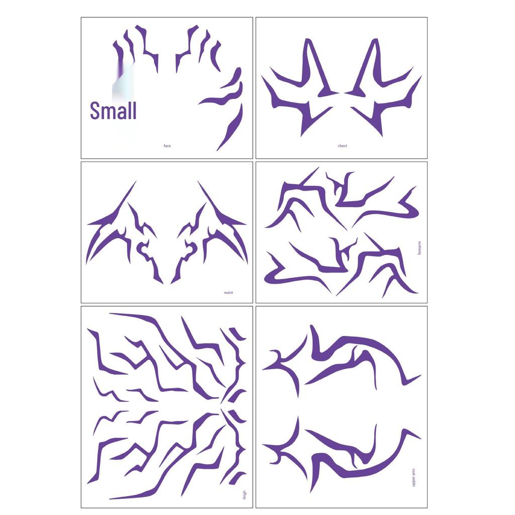 Anime Demon Hunter Group Makeup & Tattoo Stickers with Laser Lightning - Purple