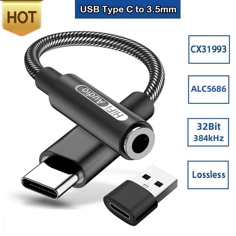 ALC5686 CX31993 HiFi DAC USB Typ-C auf 3,5mm AUX Digitales Audiokabel DAC für Samsung Android Typ-C Kopfhöreradapter