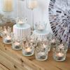 6/12pc Glass Crown Candle Holders Elegant Makeup Sponge Jewelry Storage Cup Sparkling Gold Bead Crystal Candle Holder Home Decor