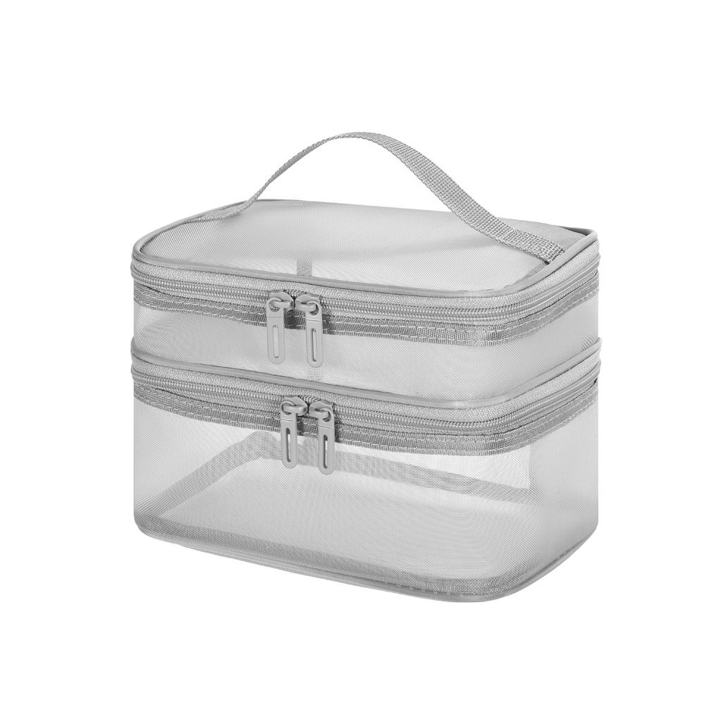 Double Layer Large Capacity Korean Storage Bag Toiletry Bag Zipper Makeup Bag Women Cosmetic Bag