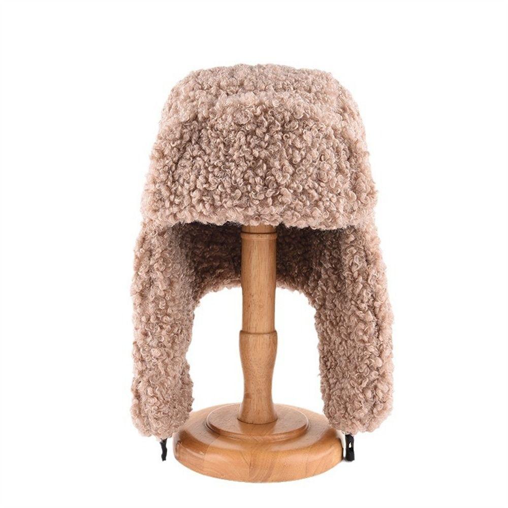 Thickened Plush Hat Winter Warm Ear Protection Cute Lei Feng Hat  for Outdoor Riding
