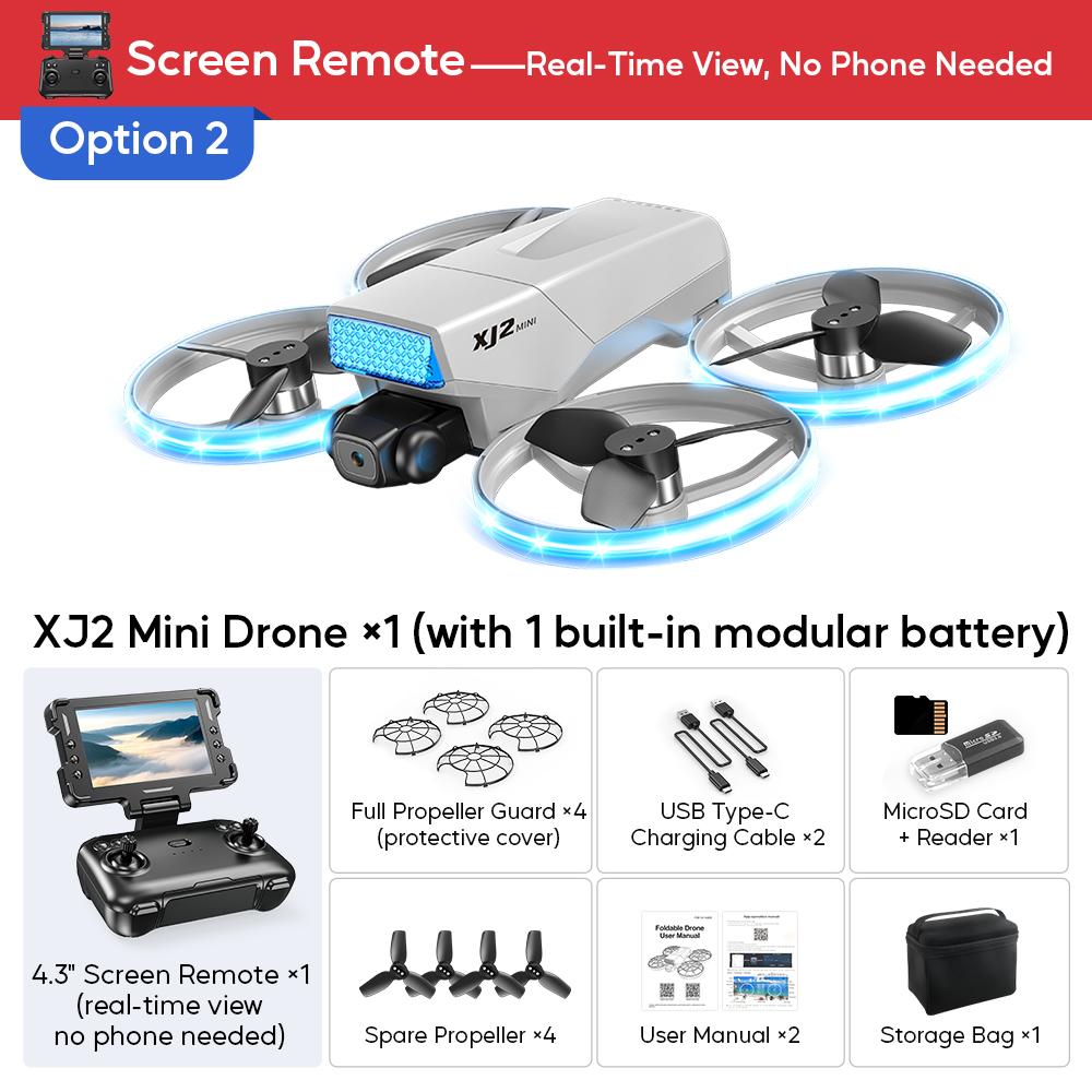 XJ2 Mini Drohne 8K Dual HD Kamera 5G WIFI Übertragung Faltbarer Bürstenloser RC Quadcopter Vollständige Abdeckung Schutzhülle Fernbedienung Spielzeug Kindergeschenk
