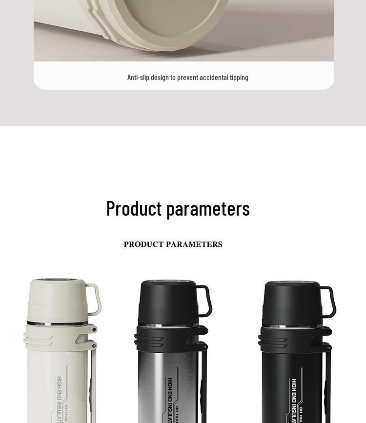 New Large Capacity 316 Stainless Steel Travel Thermos with Steel Lid - Outdoor & Car Water Bottle Cup