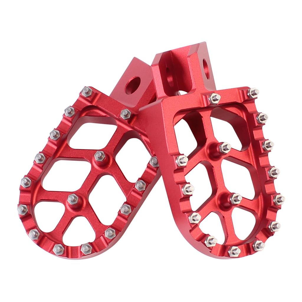 Baohatsu Foot Pegs Foot Rest Billet Wide 1 Pair for Yamaha XT250 YZ125 YZ80 WR250 TTR90 TTR125 (Red)
