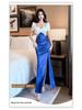 Elegant Evening Gown with Slit - Slimming and Stylish Long Dress for Women, Ideal for Foot Massage Technician Work