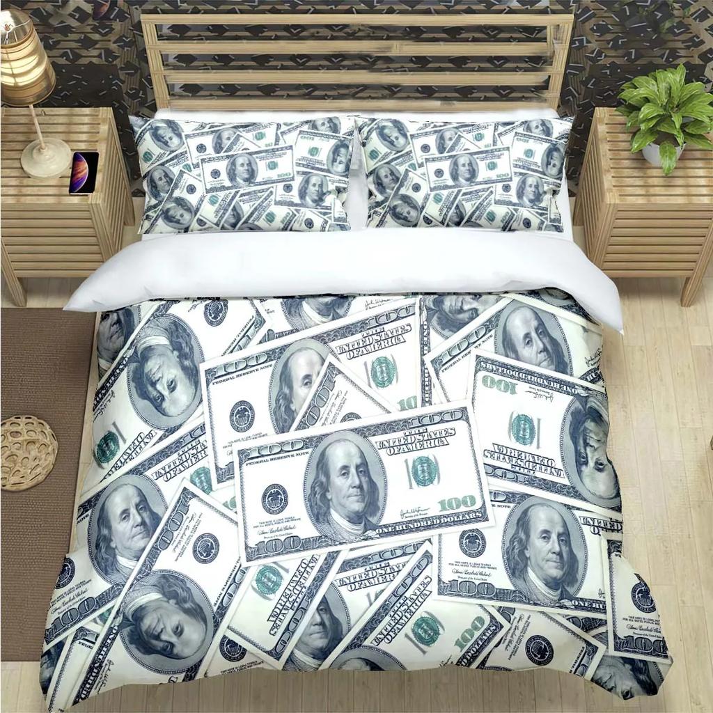 Modische 3D Lustige Geld Dollar Druck Bettwäsche Sets Bettwaren Set Bettbezug Bettdecke Set Bettwäsche Set Luxuriöses Geschenk