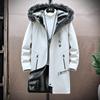 Herren Winter Verdickt Mittellang Mit Kapuze Baumwollgepolstert Jacke Herren Warm Baumwollgepolstert Jacke