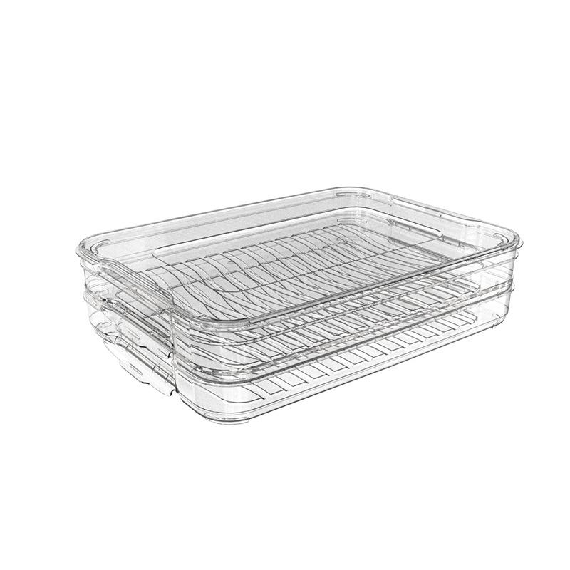 

Прозрачный складной пищевой контейнер для хранения пельменей, яиц и вонтонов в морозильнике или холодильнике Double Layer [2 Bases and Lid]