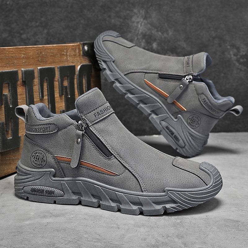 

Men s Four Seasons Non Slip Zipper Closed Hiking Sneakers, Fashionable and Versatile Low Cut Mountaineering Outdoor Casual Shoes 39