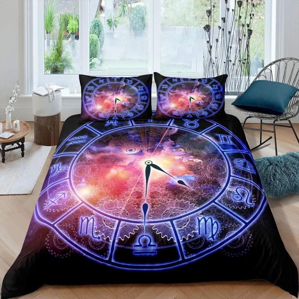 Gear Printing Duvet Cover Three-Piece Retro Mechanical Device Bedding Quilt Cover