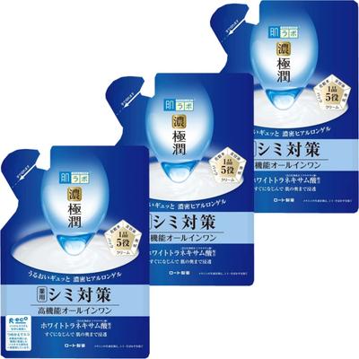 Set of 3 Hada Labo Rich Gokujun Perfect Gel Whitening Medicated Gel for Spot Formulated with White Tranexamic Acid and Two Refill [Bulk Purchase]