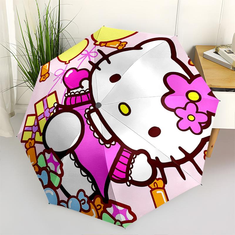 

1pc Hello Kitty Automatic Opening/Closing Umbrella with Foldable Design, 8-Rib Iron Frame, Outdoor, Perfect Gift for Fans, Travelers, Daily Use, Festi