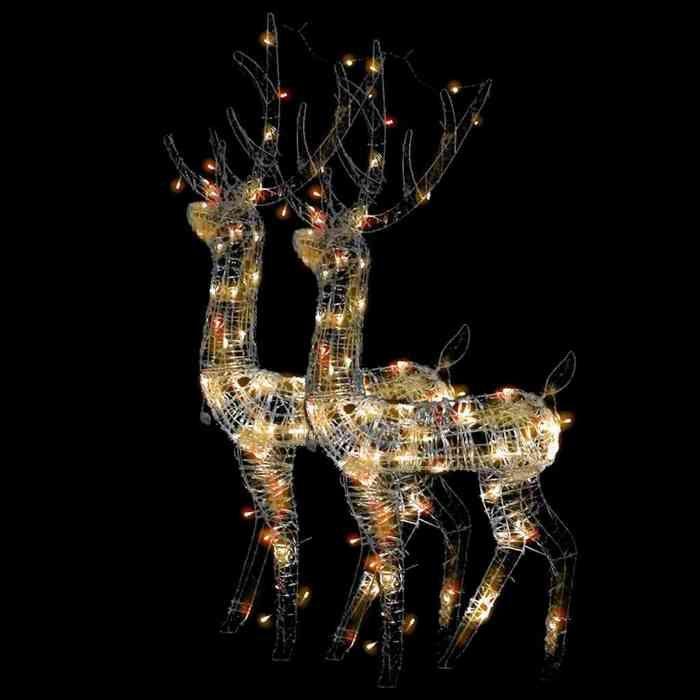 VidaXL 2x Décorations de Noël de Renne Ornement de Noël Rennes Lumineux Décoration de Fête Maison Intérieur Acrylique 120 cm 3154351