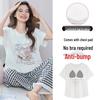 Korean Style Women's Pajama Set: Short Sleeve & Long Pants with Chest Pads, Perfect for Summer, Outdoors or Home Wear